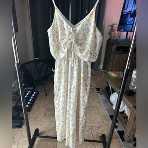 White and yellow floral jumpsuit